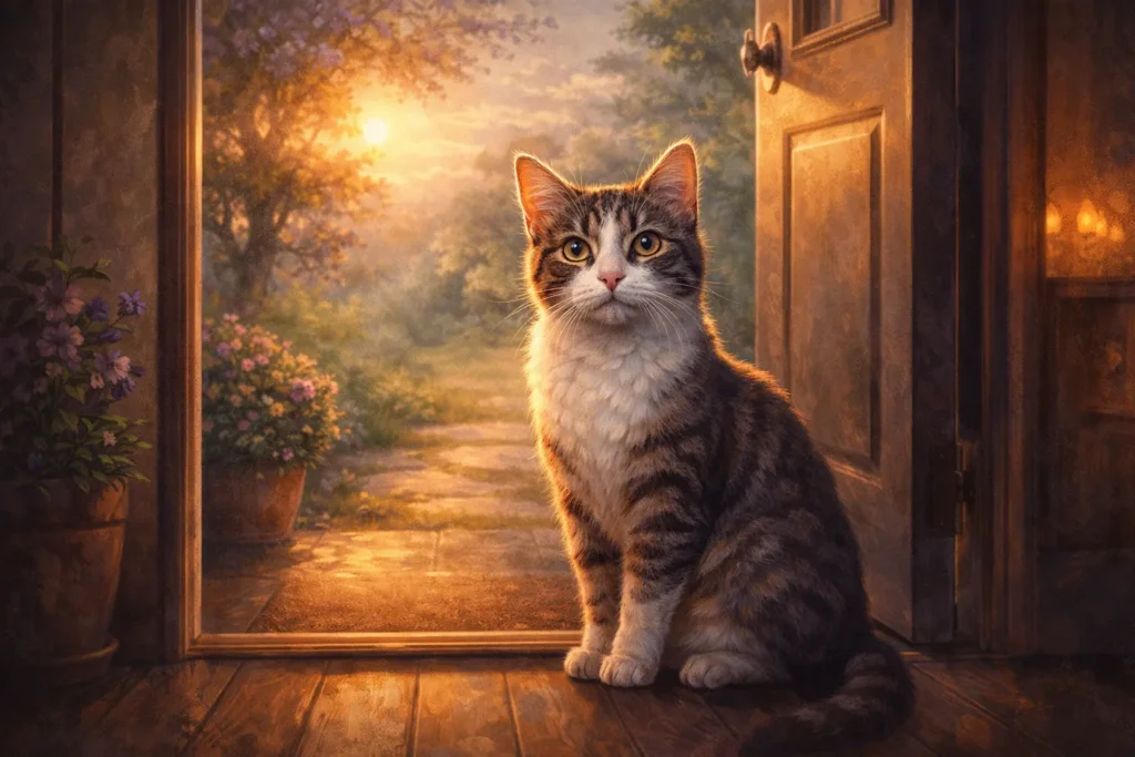 Gato llegando a una casa y su significado espiritual.